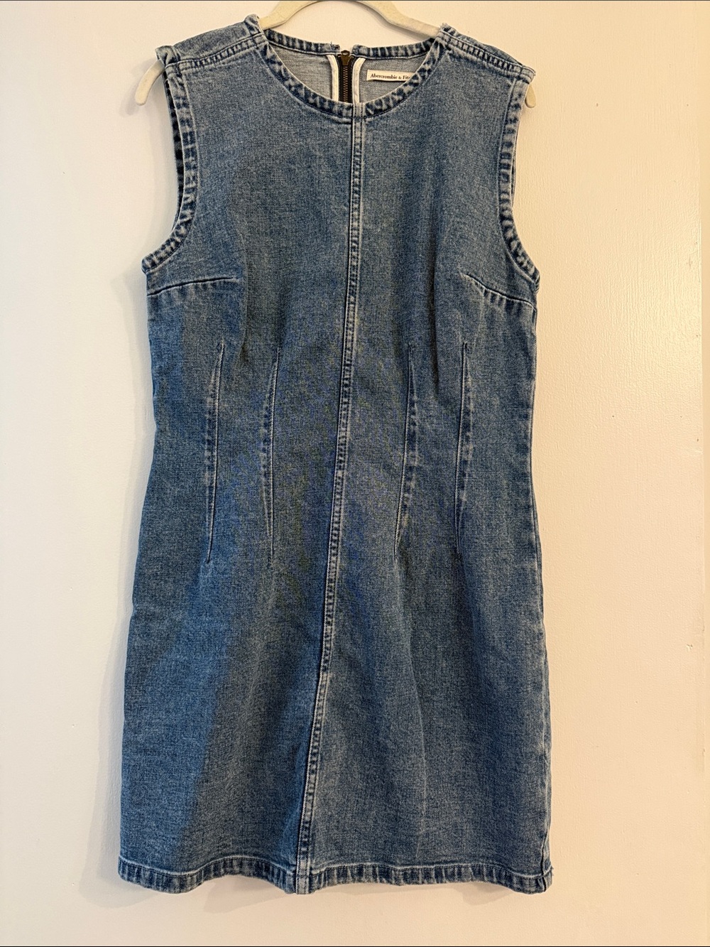 Abercrombie & Fitch Washed Blue Sleeveless Denim Mini Dress